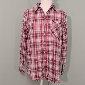 Aeropostale plaid cotton button down top Medium